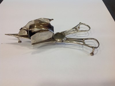 Lot 170 - Pair of George III silver candle snuffers, Wilkes Booth, London 1796