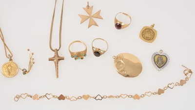 Lot 330 - A collection of gold chains and pendants.