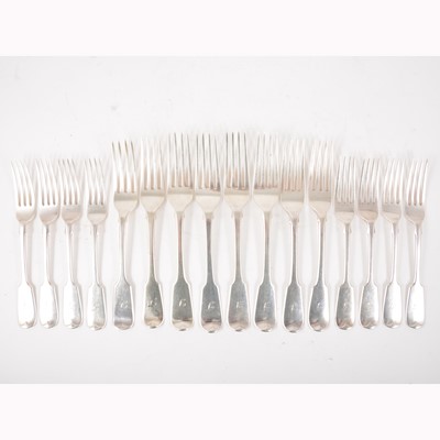 Lot 64 - A set of eight late Victorian silver dessert forks