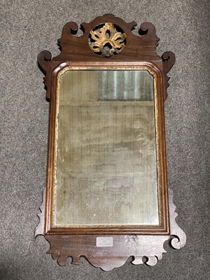 Lot 119 - A Chippendale style mahogany mirror, a brass framed mirror, and another.
