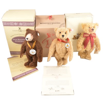 Lot 45 - Three Modern Steiff teddy bears, Dicky Brown, 1996/1997 club edition and Teddybar Celebration bear