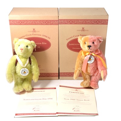 Lot 185 - Two Modern Steiff teddy bears, 1999/2000 club edition and School Starter 1998/1999