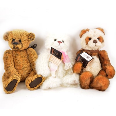 Lot 54 - Charlie Bears; three Anniversary bear including Ross, Thomas and Carol, all with tags.