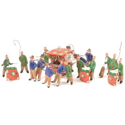 Lot 190 - Chinese wedding processional figures, painted clay and wire, 1930s