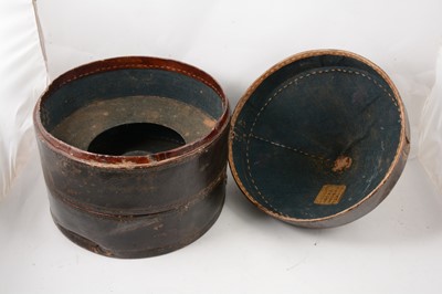 Lot 188 - Chinese leather hat box, perhaps Military.