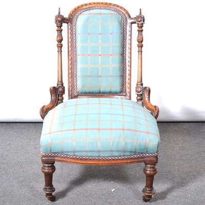 Lot 587 - Victorian walnut nursing chair