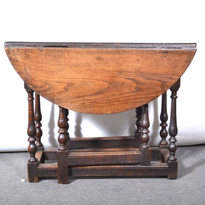 Lot 532 - Joined oak gateleg table, in part 17th Century