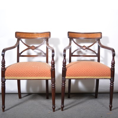 Lot 89 - Pair of 19th Century mahogany bar-back elbow chairs.