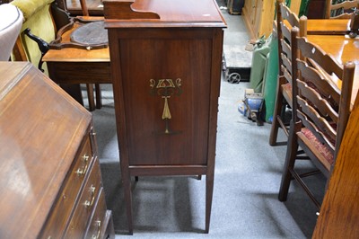 Lot 98 - An unusual mahogany slender canteen cabinet, and a twelve place setting of cutlery