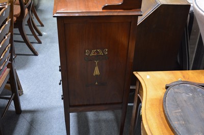 Lot 98 - An unusual mahogany slender canteen cabinet, and a twelve place setting of cutlery