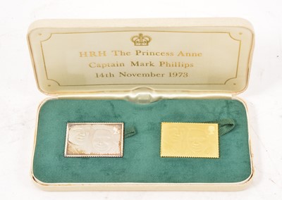 Lot 308 - 22ct gold and silver Royal Wedding stamp replicas, boxed