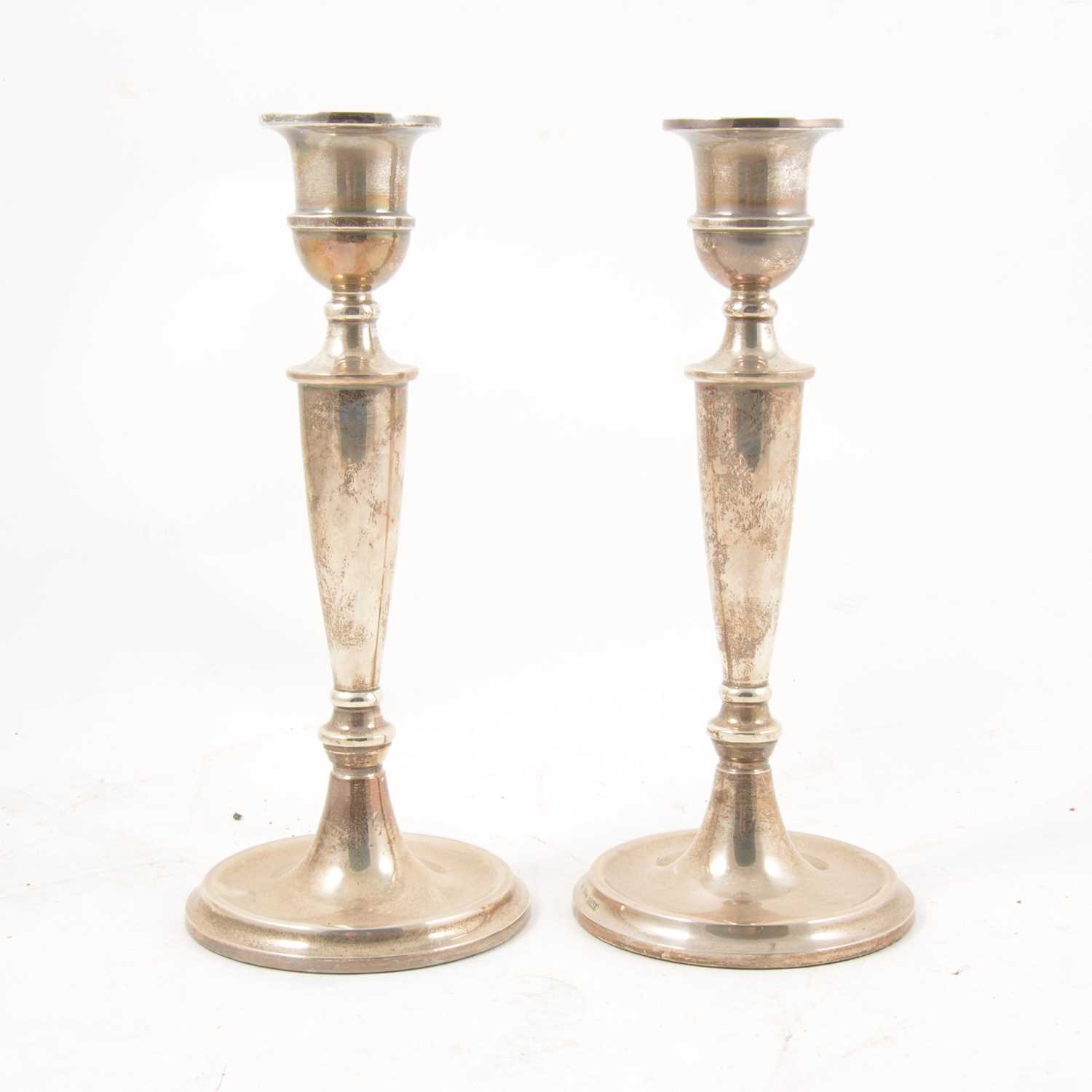 Lot 264 - Pair of silver candlesticks