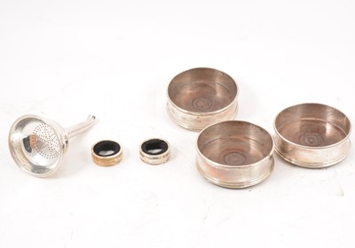 Lot 299 - Silver wine funnel, etc.