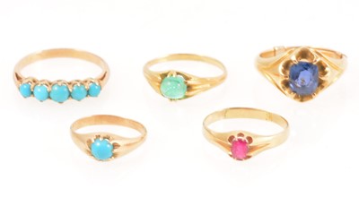 Lot 316 - Five gemset dress rings