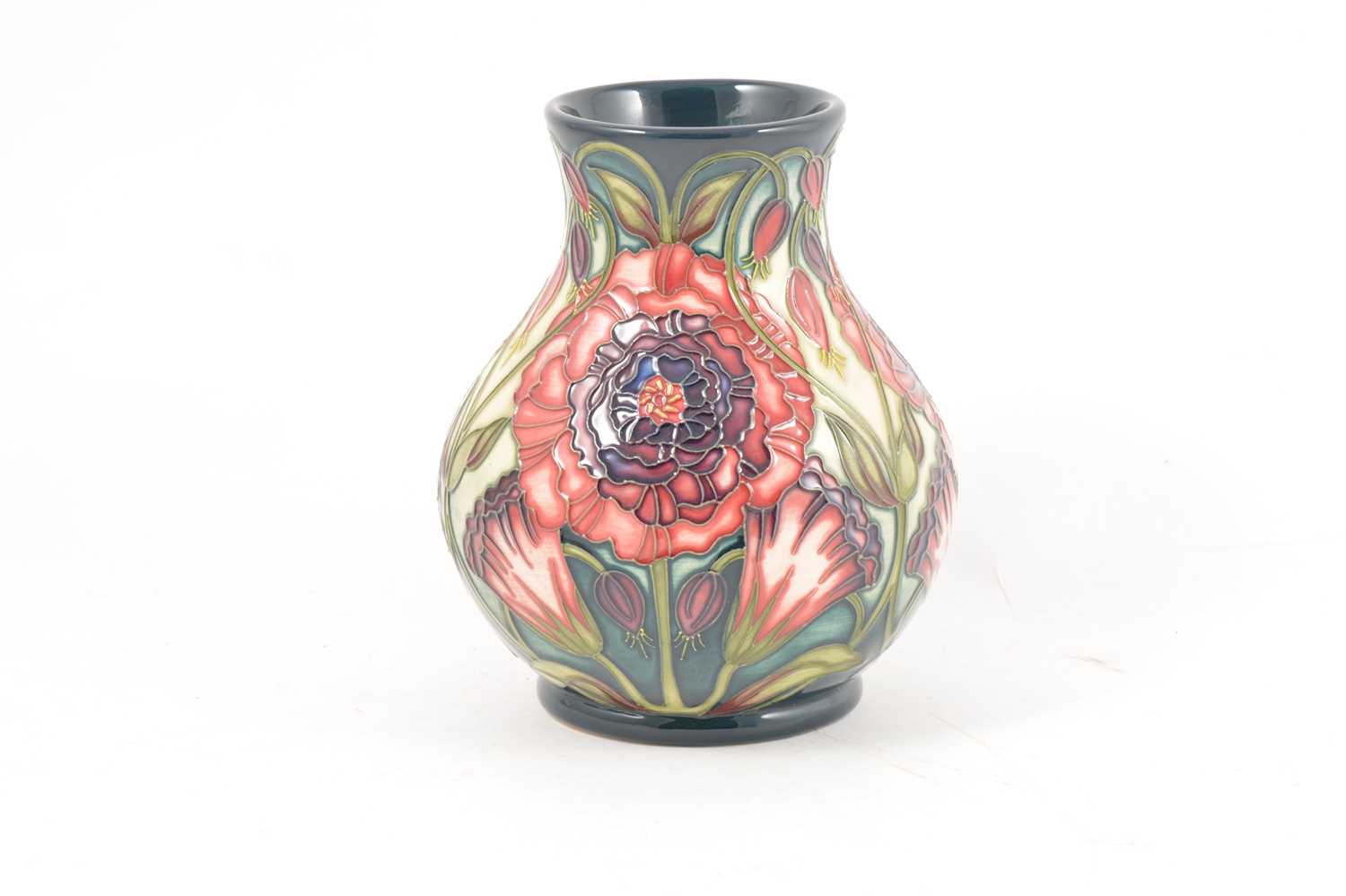 Lot 116 - A Moorcroft Pottery 'Eustoma' vase, Trial variation, designed by Carole Lovatt