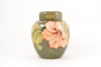 Lot 110 - A large Moorcroft Pottery 'Hibiscus' Ginger Jar and cover