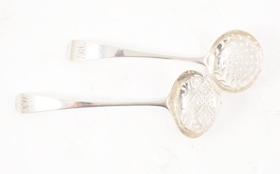 Lot 268 - Two Georgian silver sifting spoons