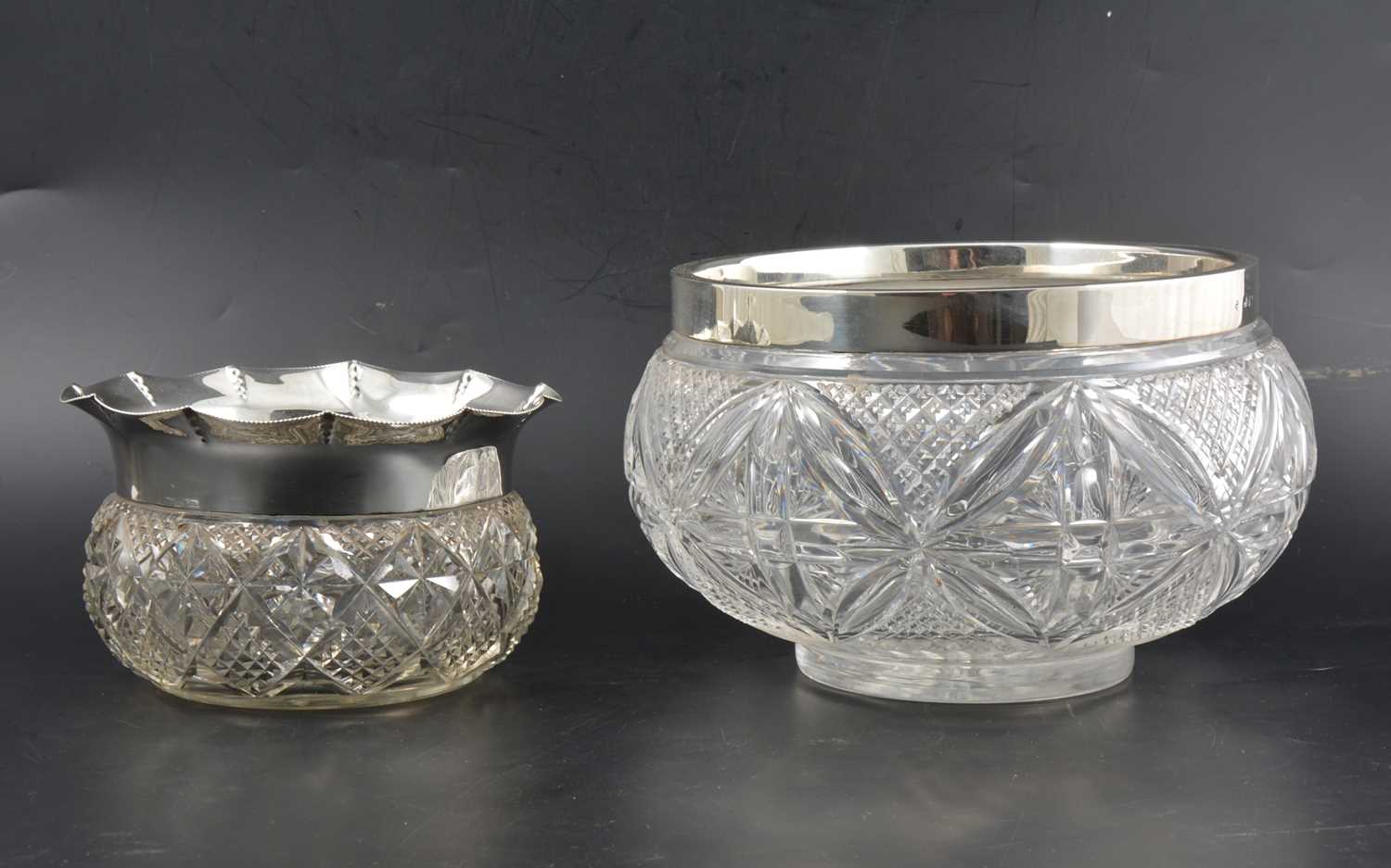 Lot 132 - Two Edwardian silver-mounted cut glass bowls