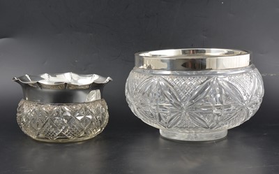 Lot 132 - Two Edwardian silver-mounted cut glass bowls