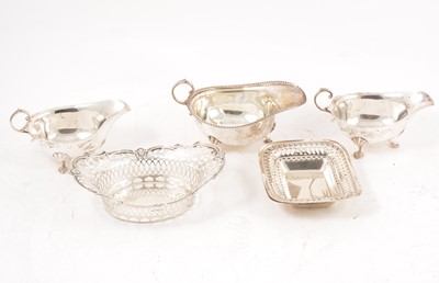 Lot 279 - Three silver bonbon dishes and three sauceboats