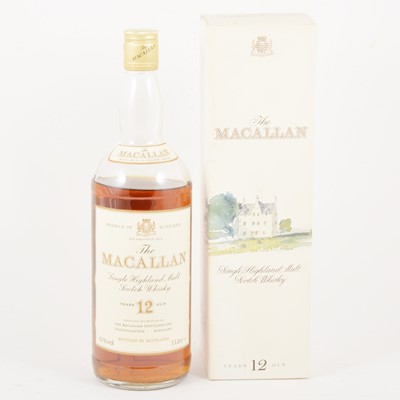 Lot 385 - Macallan, 12 year old, single Speyside malt Scotch whisky, 1990s bottling, 1L