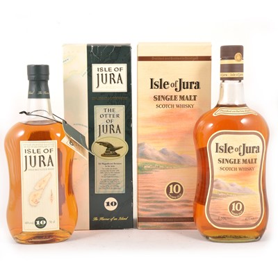 Lot 399 - Two bottlings of Jura, 10 year old, single Islay malt Scotch whisky