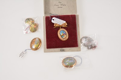 Lot 370 - Irene Wigley for Thomas L Mott - a hand painted miniature brooch, in original box.