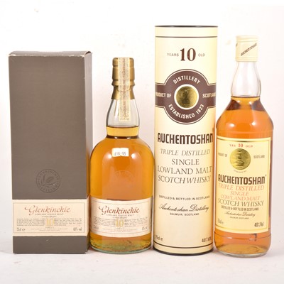 Lot 346 - Two early 10 year old single Lowland malt whiskies  - Auchentoshan and Glenkinchie