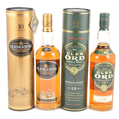 Lot 354 - Two bottles of single Highland malt Scotch whisky, Glen Ord 12, and Glengoyne 10