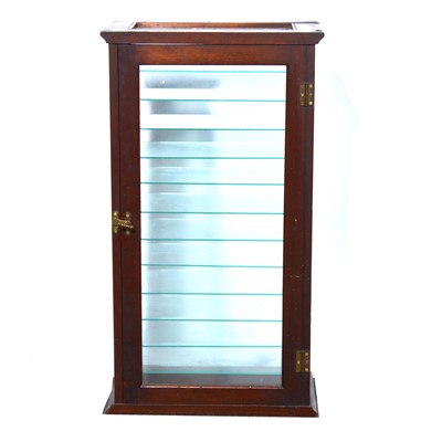 Lot 548 - A free-standing glazed mahogany display cabinet suitable for collections or antique fairs