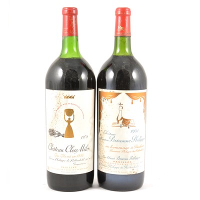 Lot 285 - Two magnums of vintage Pauillac: Ch Clerc Milon, 1978, and Ch Mouton Baronne Philippe, 1981