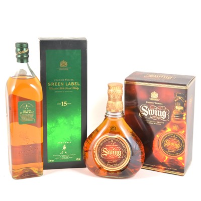 Lot 344 - Johnnie Walker - Green Label, and Swing, both early 1990s bottlings