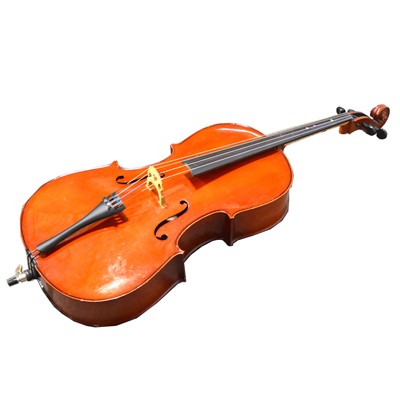 Lot 76 - Cello - A 4/4 Cecchino Cellini cello, T Batchelar Leicester label, with P&H fibreglass bow, clip-on tuner and soft case.