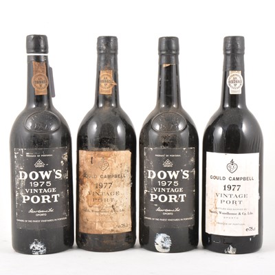 Lot 326 - Four bottles of Vintage port - Dow's 1975 and Gould Campbell 1977