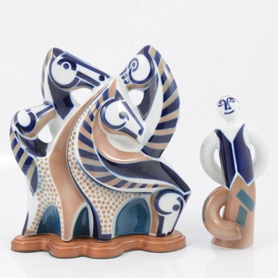 Lot 197 - Two Spanish stylised figures, by Sargadelos Pottery.