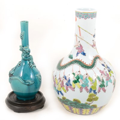 Lot 129 - Japanese bottle vases.