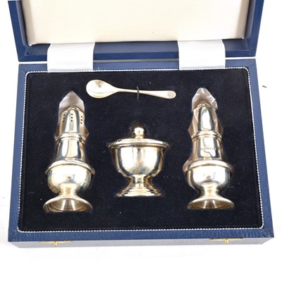 Lot 314 - A silver three-piece cruet set by W I Broadway & Co, Birmingham 2001