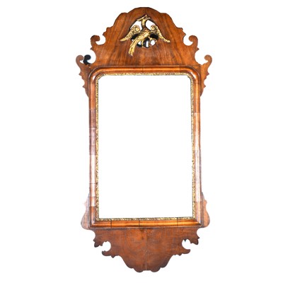 Lot 499 - Walnut framed wall mirror, Chippendale style