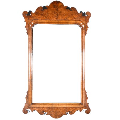 Lot 500 - Walnut framed wall mirror, fretted frame, Chippendale style