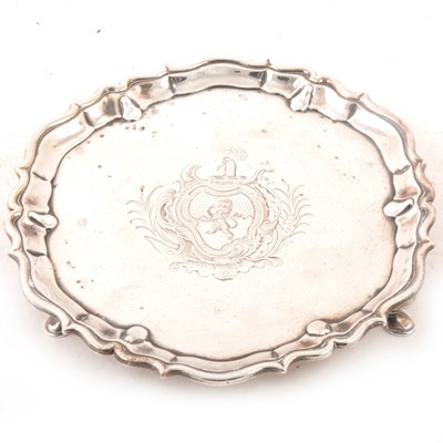 Lot 184 - A George II circular silver card tray by Robert Abercromby, London1737.