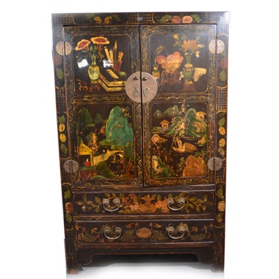 Lot 501 - Chinese lacquered cupboard