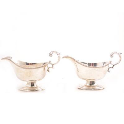 Lot 169 - Pair of presentation silver sauceboats, cased, by William Hutton & Sons Ltd, Sheffield 1946.