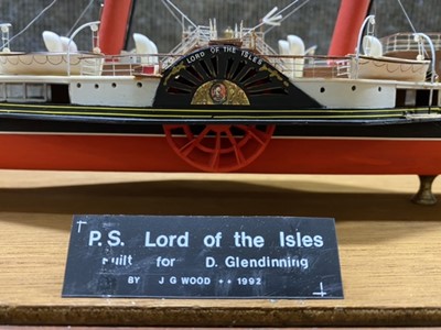 Lot 50 - Model of a paddle steamer 'Lord of the Isles' by J G Wood, circa 1990s