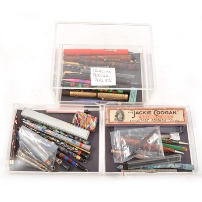 Lot 213 - Thirty-six vintage collectable pens and pencils, Conway Stewart, Jackie Coogan, Osmiroid, Parker Duofold.