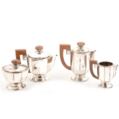 Lot 313 - A four piece white metal teaset