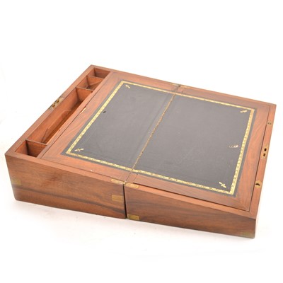 Lot 130 - A Victorian walnut and brass bound writing box