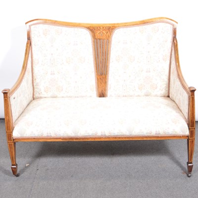 Lot 366 - Edwardian inlaid beech sofa