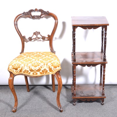 Lot 447 - Victorian salon chair and a rosewood whatnot