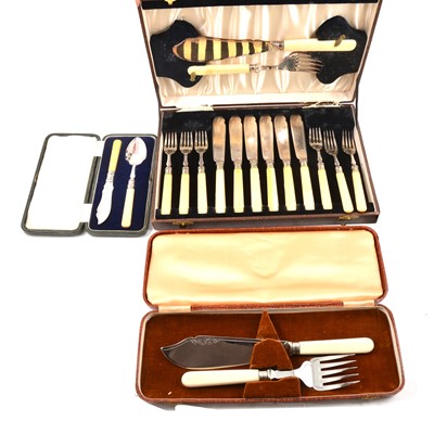 Lot 244 - A quantity of cased silver-plated flatware