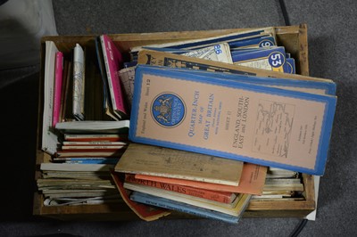 Lot 270 - A good quantity of fold-up maps, in a wooden crate